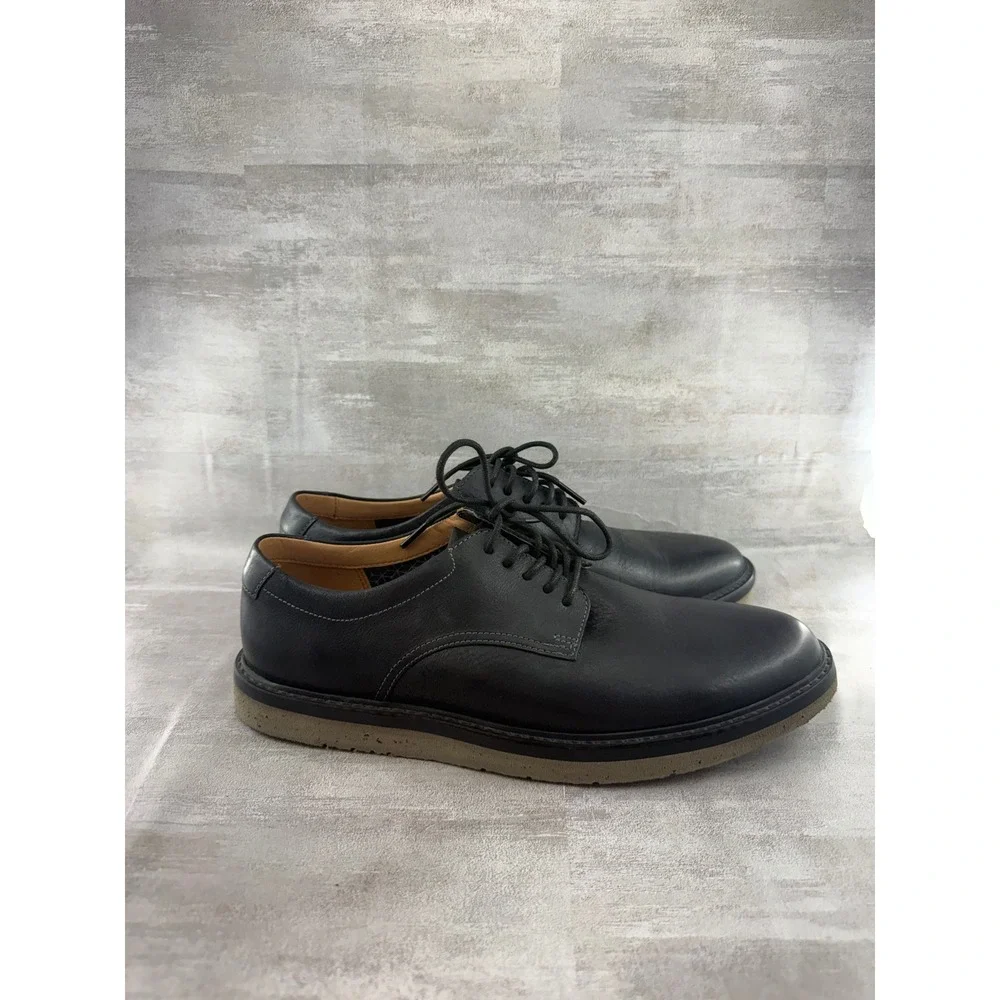 Clarks Men Black Leather Derby Shoes Extralight Lace Up Oxford Sz 8.5M